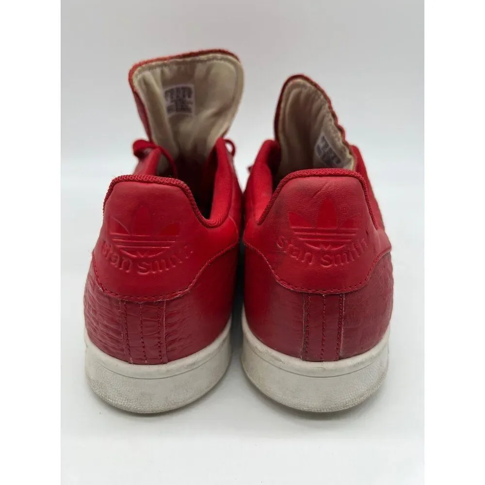 Adidas Stan Smith Men Red Snakeskin Print Leather Sneakers Size 11